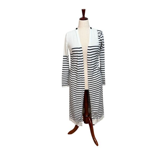 CAbi Sweaters - Cabi Victory sweater duster patchwork navy & white striped long sleeve Sz S